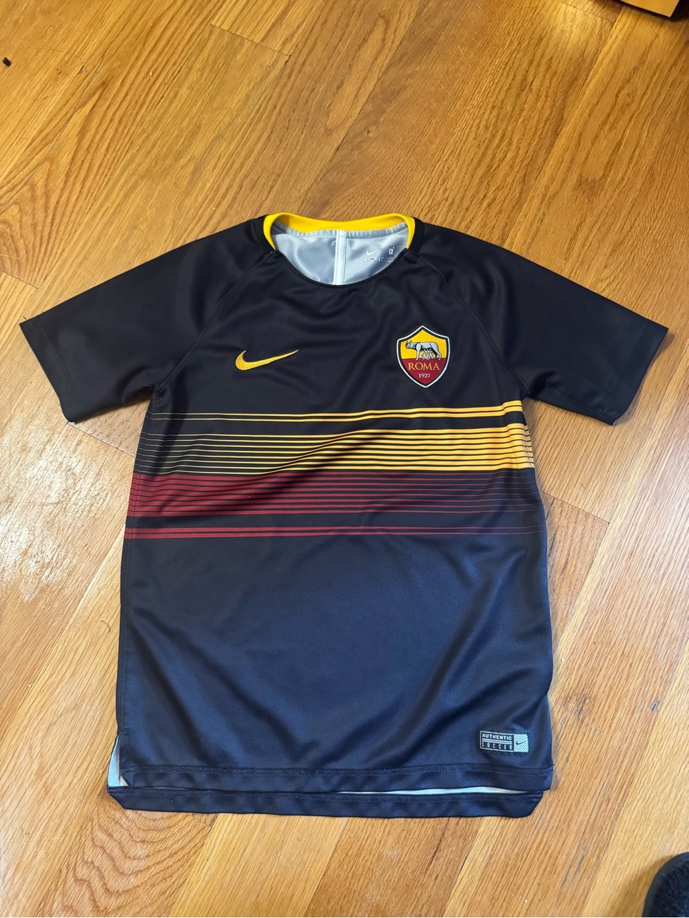 Nike Kids AS Roma Short Sleeve Jersey in Black, Yellow, Red